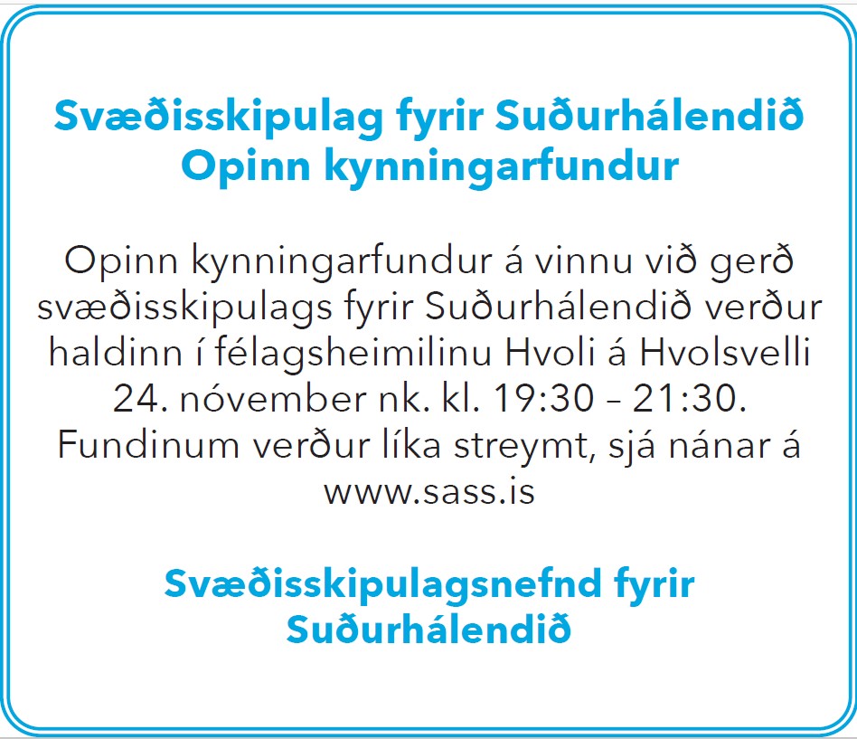 Svæðisskipulag auglýsing um fund