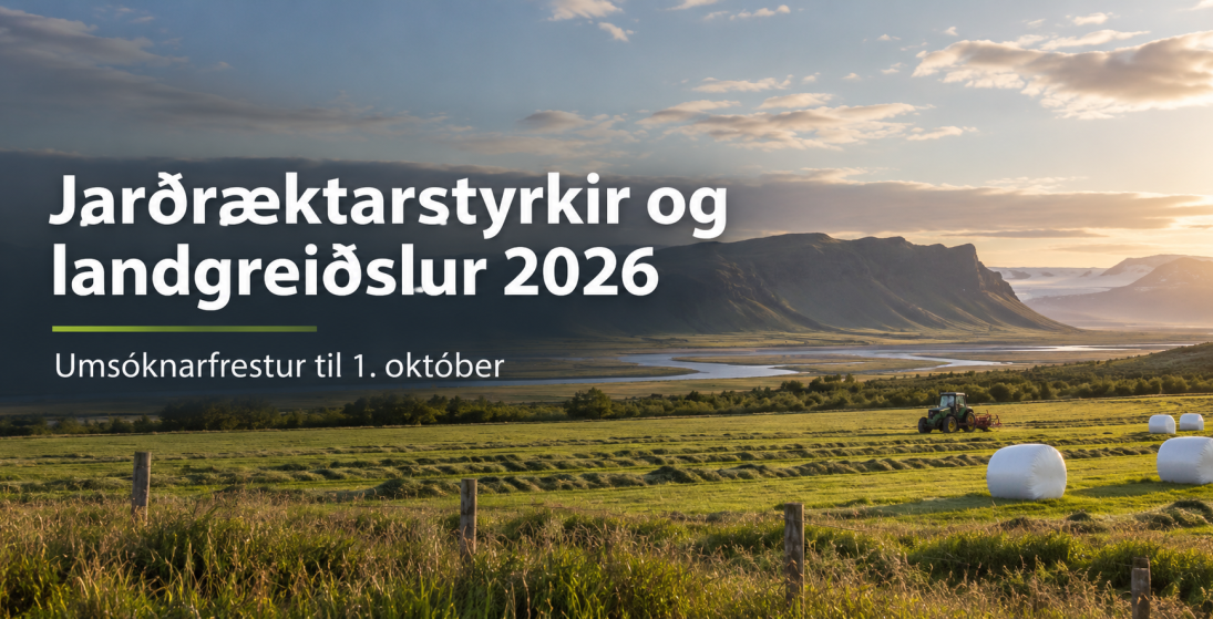 Jarðræktarstyrkir og landgreiðslur 2026 – umsóknarfrestur er til 1. október.