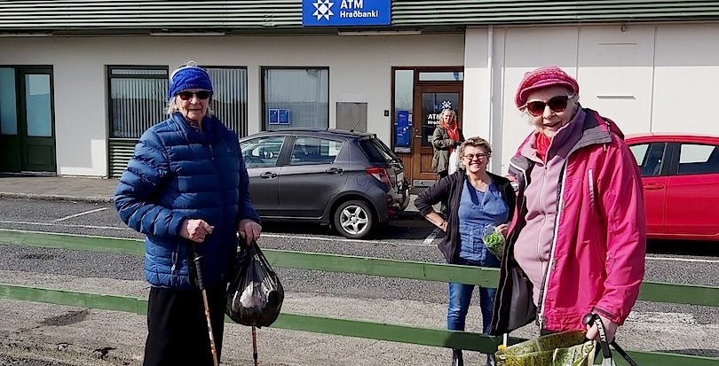 Guðlaug og Fjóla Þorbergsdætur plokkuðu með stæl 24. apríl 2020. (Ljósm. LM)