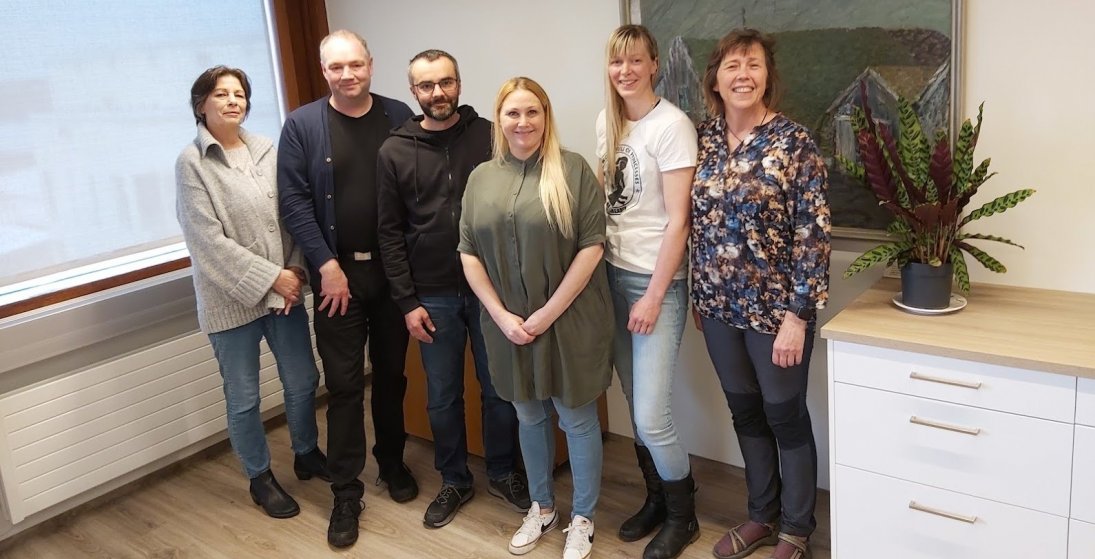 Fráfarandi sveitarstjórn Skaftárhrepps: Katrín, Bjarki, Jón Hrafn, Sandra Brá sveitarstjóri, Heiða G…