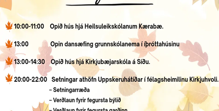 Fyrsti dagur uppskeruhátíðar er fimmtudagur 15. október